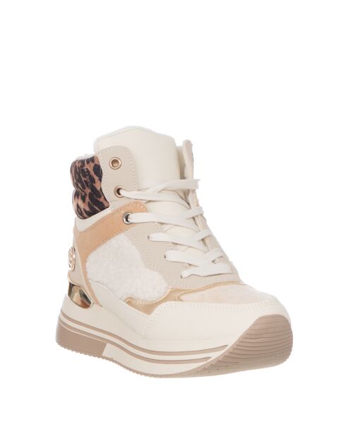 Sneakers en cuir écologique 9256 Beiges