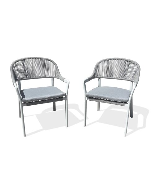 2 weiß/graue Abella Gartenstühle - 65x65x86 cm
