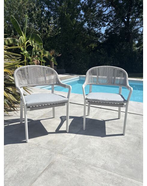 2 weiß/graue Abella Gartenstühle - 65x65x86 cm