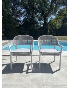 2 weiß/graue Abella Gartenstühle - 65x65x86 cm