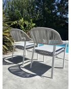 2 weiß/graue Abella Gartenstühle - 65x65x86 cm