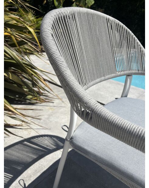 2 weiß/graue Abella Gartenstühle - 65x65x86 cm