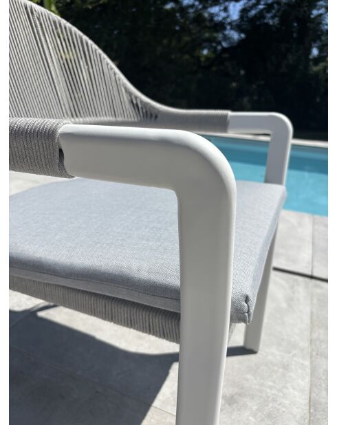 2 weiß/graue Abella Gartenstühle - 65x65x86 cm