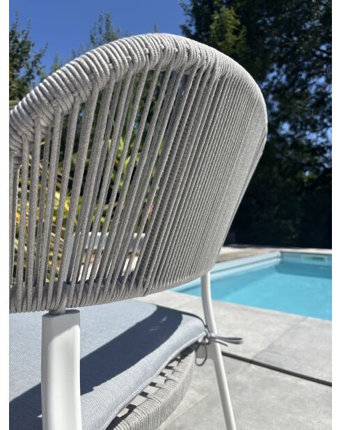 2 weiß/graue Abella Gartenstühle - 65x65x86 cm