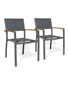 2 Gartensessel Orsino aus Aluminium und anthrazitgrauer Akazie - 56x56x84 cm