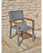 2 Gartensessel Orsino aus Aluminium und anthrazitgrauer Akazie - 56x56x84 cm