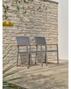 2 Gartensessel Orsino aus Aluminium und anthrazitgrauer Akazie - 56x56x84 cm