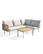 Niedrige Gartenmöbel Renzo aus Stahl und Akaziengrün