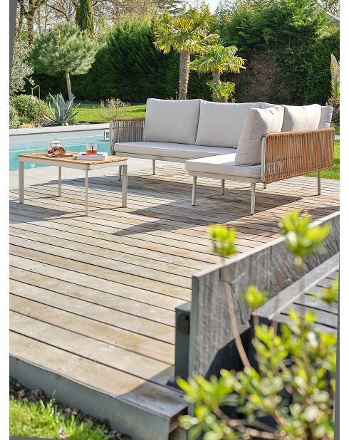 Niedrige Gartenmöbel Renzo aus Stahl und Akaziengrün