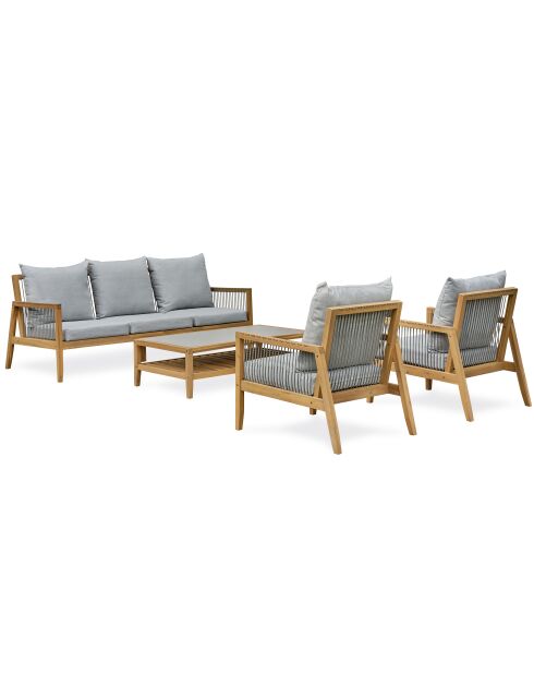 Salon bas de jardin Funa marron/gris