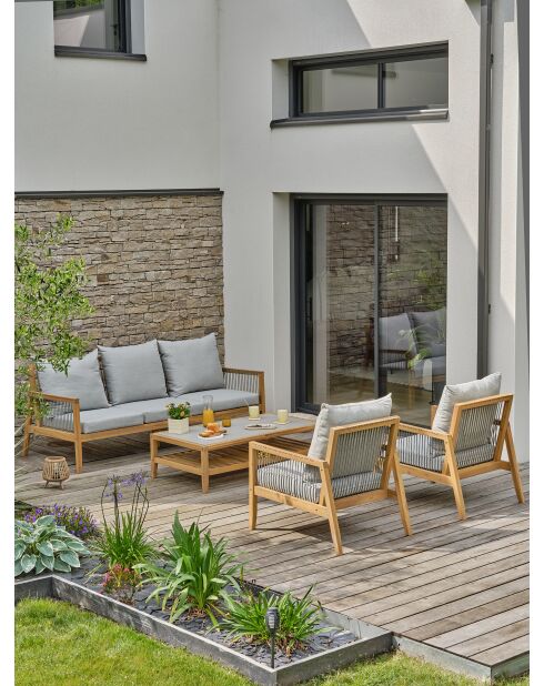 Salon bas de jardin Funa marron/gris