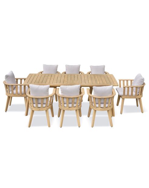 Set de comedor de jardín Liso de 8 plazas marrón/gris