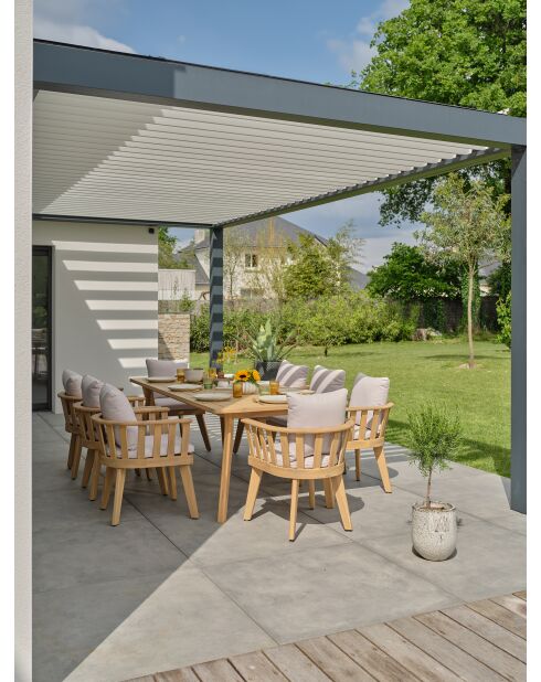 Set de comedor de jardín Liso de 8 plazas marrón/gris