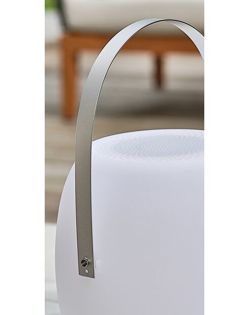 Lampe enceinte bluetooth sans fil Aurea poignée métal blanc - 22x36 cm