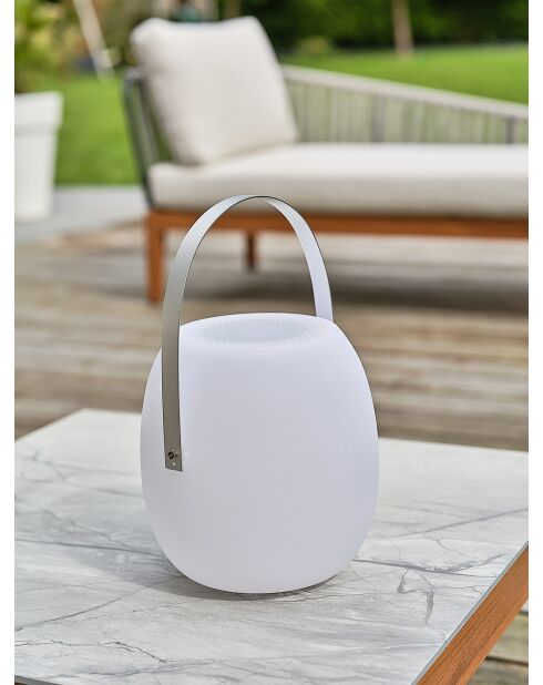 Lampe enceinte bluetooth sans fil Aurea poignée métal blanc - 22x36 cm
