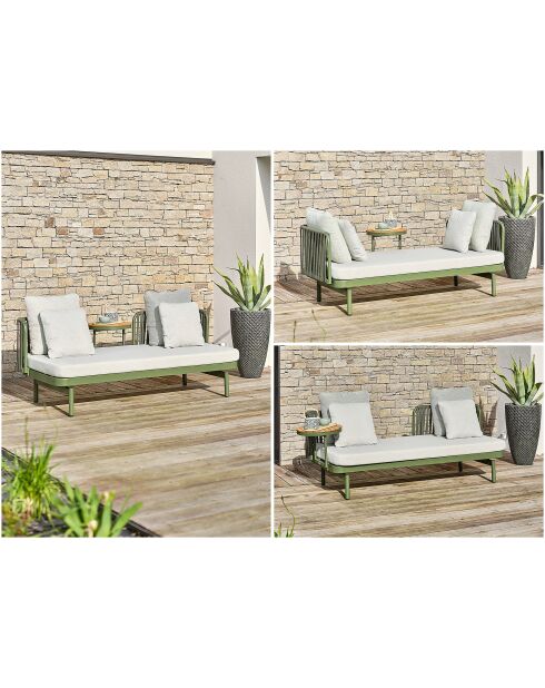 Canapé de jardin Barlia en aluminium olive/gris clair