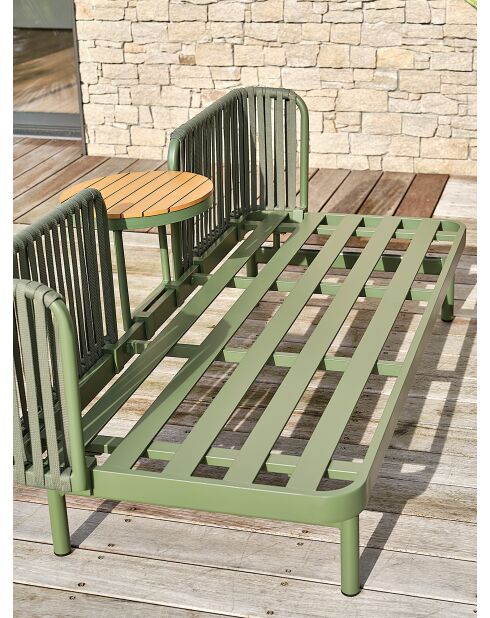Canapé de jardin Barlia en aluminium olive/gris clair