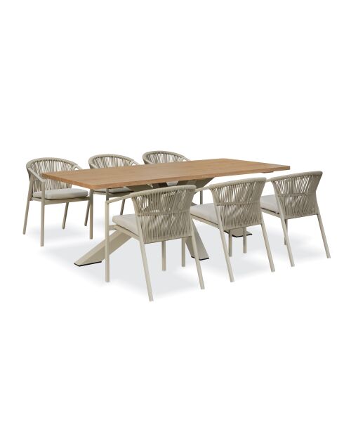 Kelia Garten-Essgruppe für 6 Personen, Grün/Elfenbein