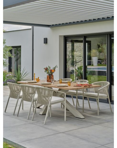 Kelia Garten-Essgruppe für 6 Personen, Grün/Elfenbein