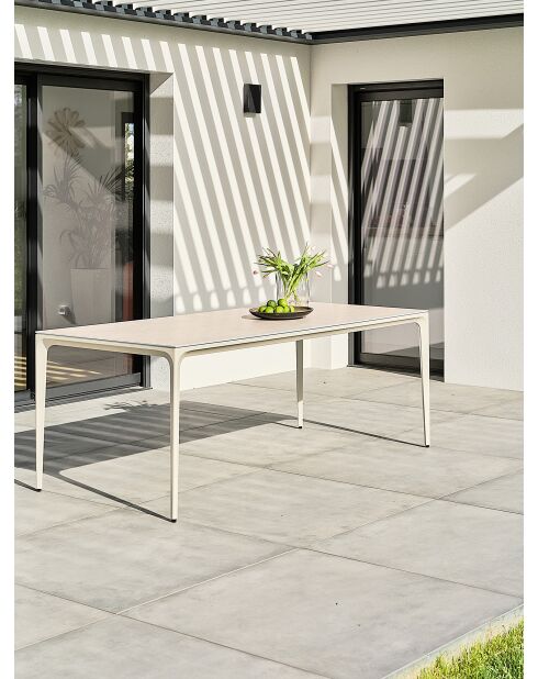 Table de jardin aluminium Tigua grège - 200x90x74 cm