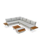 Muebles de jardín de esquina Minera de aluminio y acacia gris claro/gris