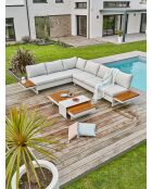 Muebles de jardín de esquina Minera de aluminio y acacia gris claro/gris