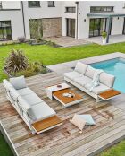 Muebles de jardín de esquina Minera de aluminio y acacia gris claro/gris