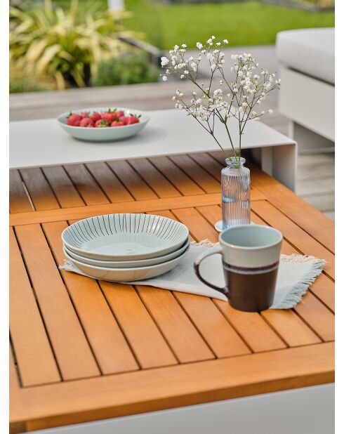 Hellgrau/graue Eckgartenmöbel aus Aluminium und Akazienholz