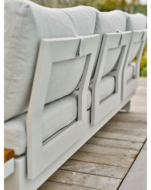 Hellgrau/graue Eckgartenmöbel aus Aluminium und Akazienholz