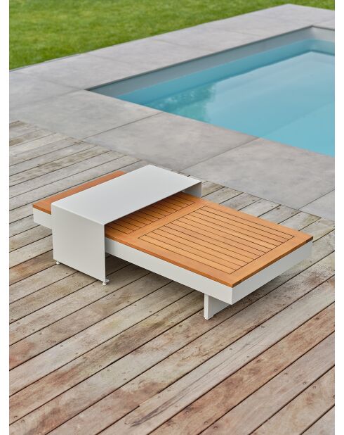 Hellgrau/graue Eckgartenmöbel aus Aluminium und Akazienholz