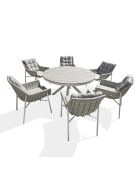 Ensemble repas de jardin Elba 6 places blanc/gris clair