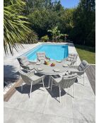 Ensemble repas de jardin Elba 6 places blanc/gris clair