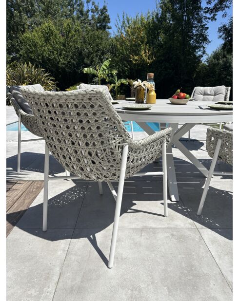 Ensemble repas de jardin Elba 6 places blanc/gris clair