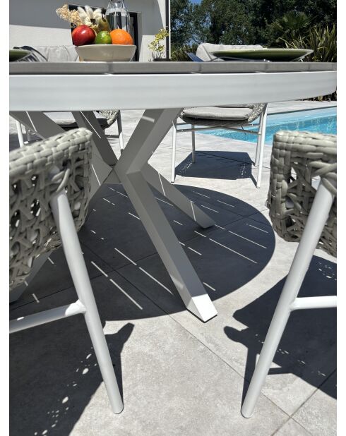 Ensemble repas de jardin Elba 6 places blanc/gris clair