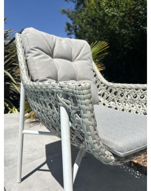 Ensemble repas de jardin Elba 6 places blanc/gris clair