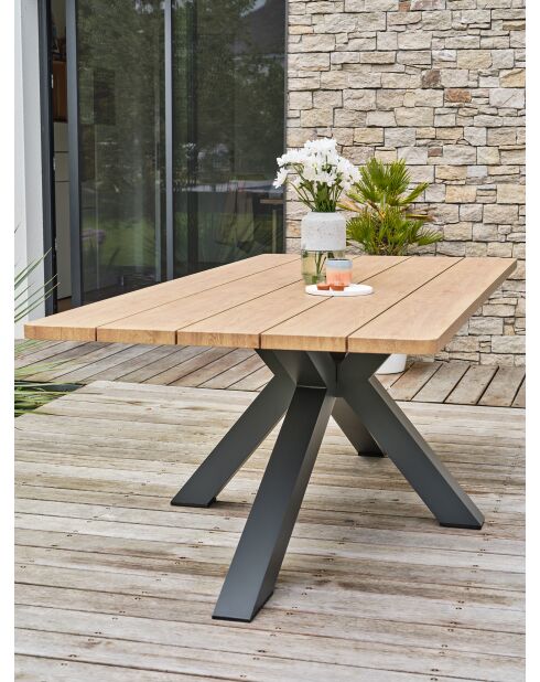 Kelia Gartentisch Anthrazitgrau/Natur - 220x102x74 cm