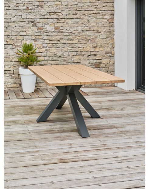 Kelia Gartentisch Anthrazitgrau/Natur - 220x102x74 cm