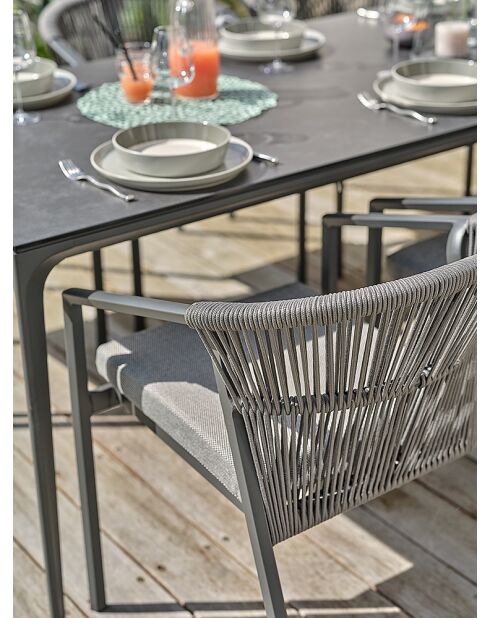 Ensemble repas de jardin Tigua 6 places gris anthracite