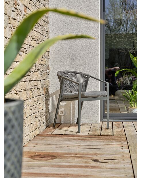 Tigua 6-zits antracietgrijze eetset voor in de tuin