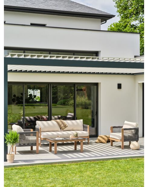 Salon bas de jardin Jespar en aluminium marron/grège