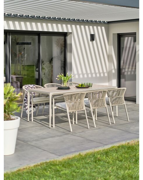 Tigua Garten-Essgruppe für 6 Personen, Grün/Elfenbein