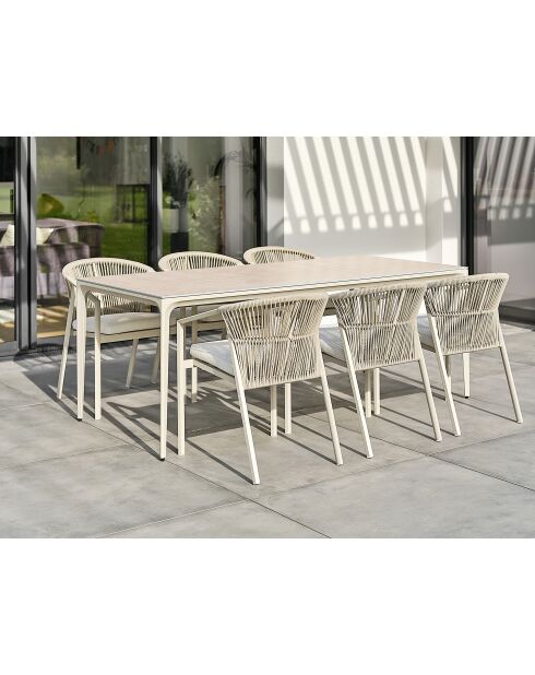 Tigua Garten-Essgruppe für 6 Personen, Grün/Elfenbein