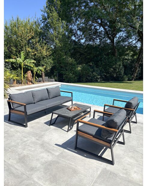 Salon de jardin bas Tadeo noir/gris anthracite