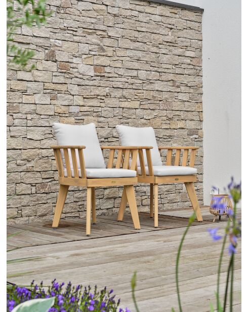 2 Liso Gartenstühle mit braunen/grauen Kissen 66x63x68 cm