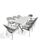 Set da pranzo da giardino Abella 8 posti bianco/grigio