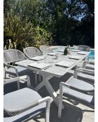 Set da pranzo da giardino Abella 8 posti bianco/grigio