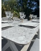 Set da pranzo da giardino Abella 8 posti bianco/grigio