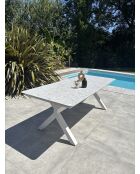 Abella weißer Gartentisch - 220x90x74 cm