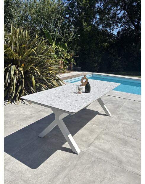 Abella weißer Gartentisch - 220x90x74 cm