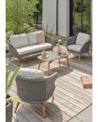 Mynta Outdoor-Lounge-Set aus Aluminium und Olefinseil, braun/elfenbeinfarben